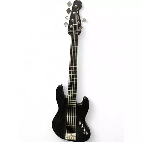 Used Squier Deluxe Jazz Bass Active V 5 String Black Electric Bass Guitar Black