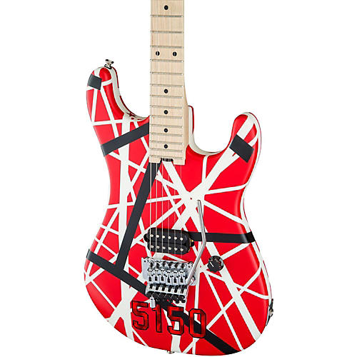 EVH Striped Series 5150 Electric Guitar Red, Black, and White Stripes