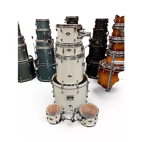 Used Pearl 6 Piece Export WHITE Drum Kit WHITE
