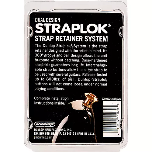 Dunlop Dual-Design Straplok System Black Chrome