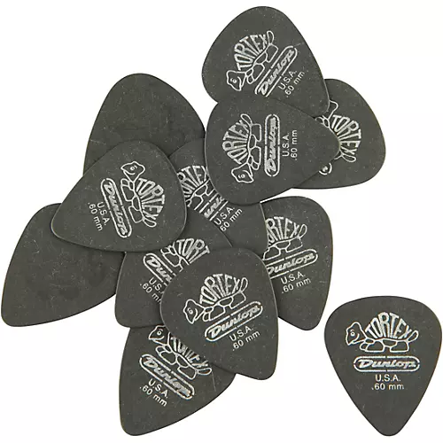 Dunlop Tortex Pitch Black Standard Guitar Picks 1 Dozen .60 mm