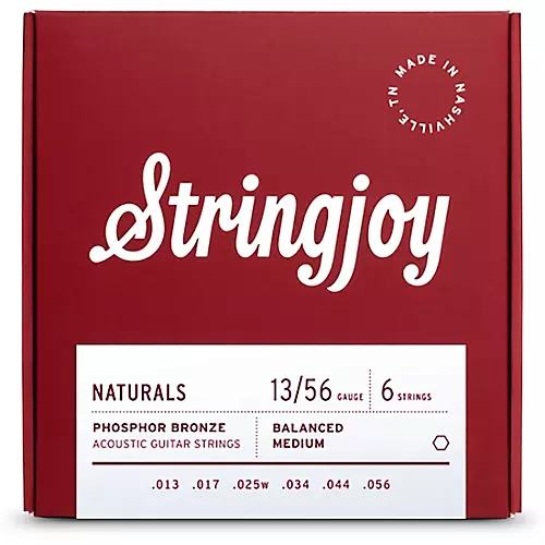 Stringjoy Naturals Phosphor Bronze Acoustic Guitar Strings 13 - 56