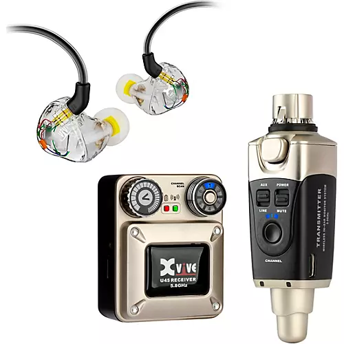 Xvive U45 In Ear Wireless System and T9 In Ear Monitors (5.8GHz) Gold