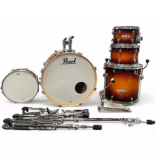 Used Pearl 5 Piece Export Tobacco Sunburst Drum Kit Tobacco Sunburst