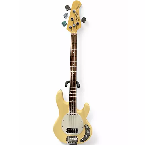 Used Sterling by Music Man sting ray Cream Electric Bass Guitar Cream