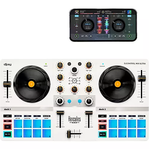 Hercules DJ DJControl Mix Ultra Portable DJ Controller for djay White