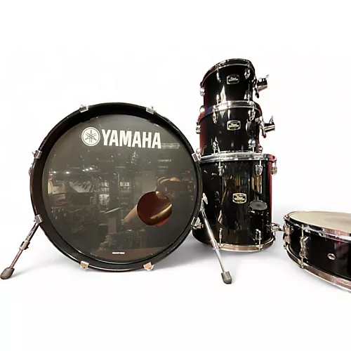 Used 1980s Yamaha 5 Piece touring custom Black Drum Kit Black