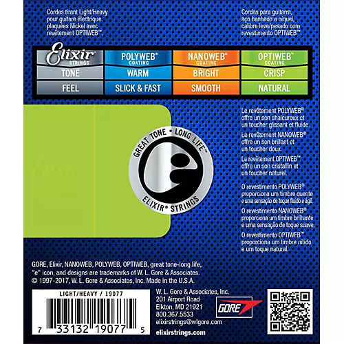 Elixir Electric Guitar Strings With OPTIWEB Coating, Light/Heavy (.010-.052) 2-Pack