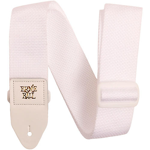 Ernie Ball Polypro White Leather Guitar Strap White