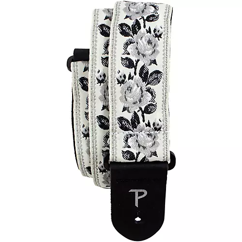 Perri's Black and White Roses Jacquard Guitar Strap 2 in.