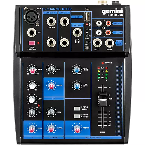 Gemini GEM-05USB 5 Channel USB mixer with Bluetooth