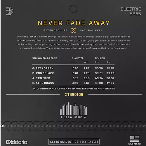 D'Addario XT Electric Bass Coated Nickel, Medium Long Scale, 50-105