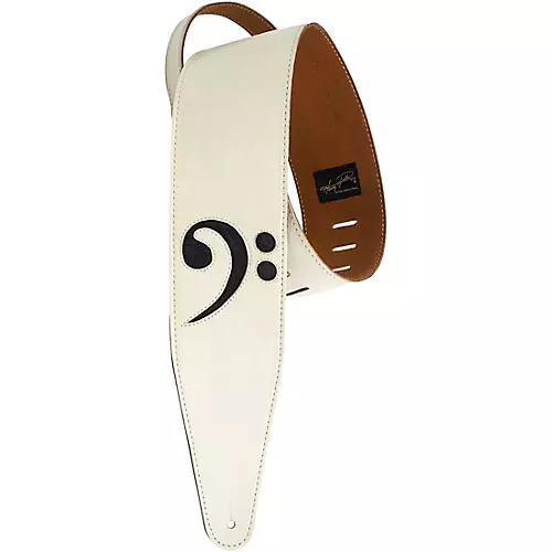 Henry Heller Wide Garment Leather With Bass Clef Guitar Strap Black 3 in.