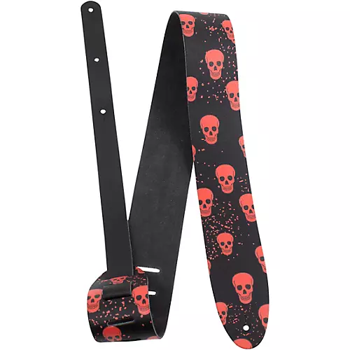 Perri's Direct to Leather Red Skulls Guitar Strap 2.5 in.