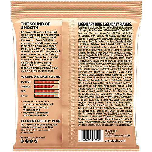 Ernie Ball P02801 Short Scale Flatwound Group 2 Electric Bass Strings 45 - 105