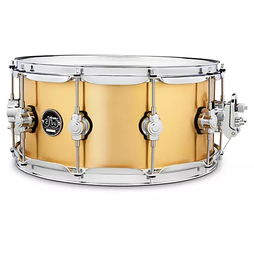 DW Performance Series 1 mm Polished Brass Snare Drum 14 x 6.5 in.