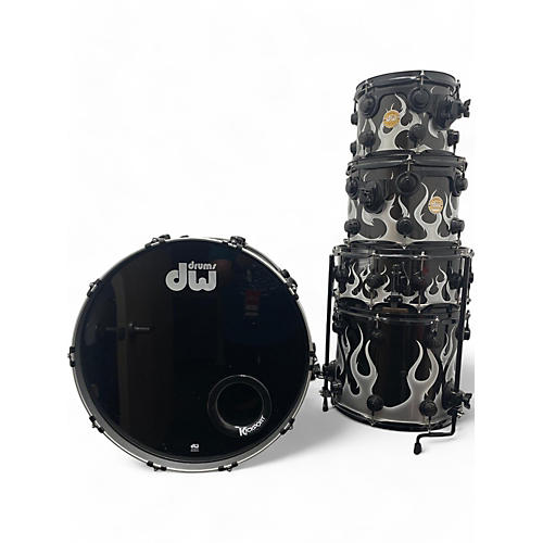 Used 2007 DW 5 piece Collector's Series Tribal Flame Drum Kit Tribal Flame