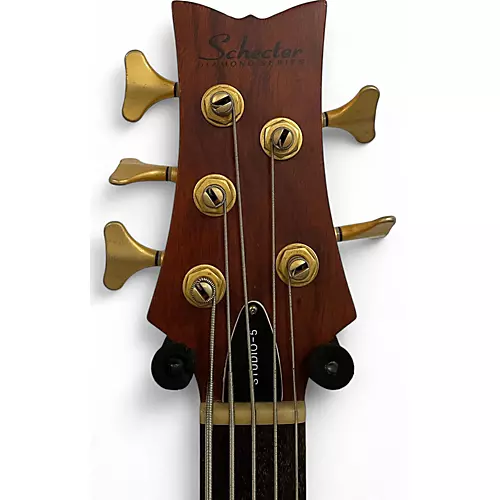 Used Schecter Guitar Research Stiletto Studio 5 String Amber Electric Bass Guitar Amber