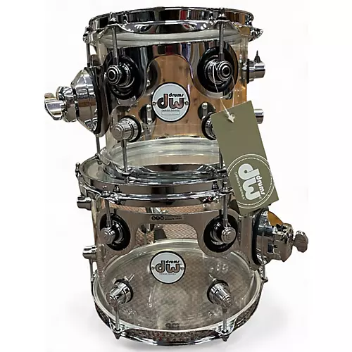 Used DW 8 Piece Design Series Acrylic Clear Drum Kit Clear