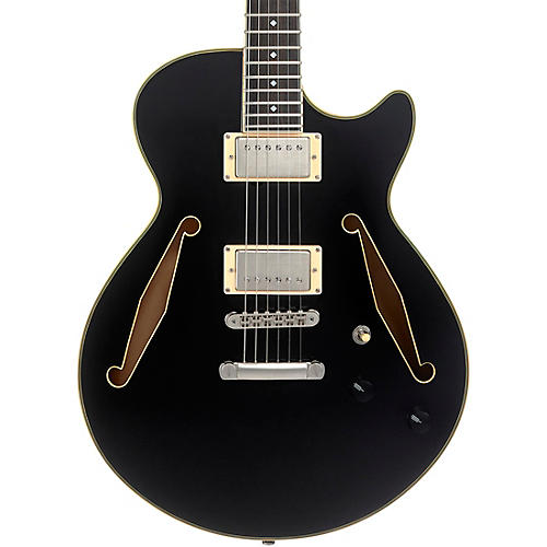 D'Angelico Excel SS Tour Semi-Hollow Electric Guitar With Supro Bolt Bucker Pickups and Stopbar Tailpiece Solid Black