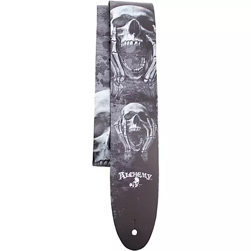 Perri's Printed Skull Leather Guitar Strap Black 2.5 in.
