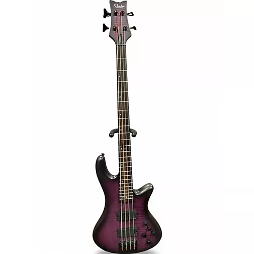 Used Schecter Guitar Research Stiletto Studio 4 Trans Purple Electric Bass Guitar Trans Purple