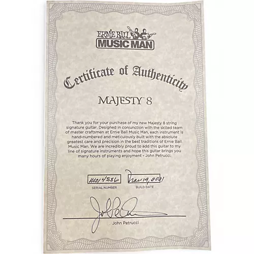 Used 2021 Ernie Ball Music Man majesty 8 mystic green Solid Body Electric Guitar mystic green