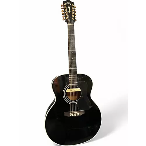Used Guild jf30-12 Black 12 String Acoustic Electric Guitar Black