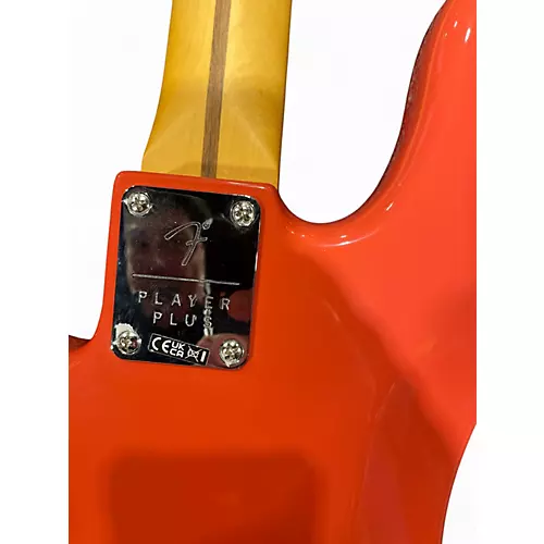 Used Fender Player Plus Active Precision Bass Fiesta Red Electric Bass Guitar Fiesta Red