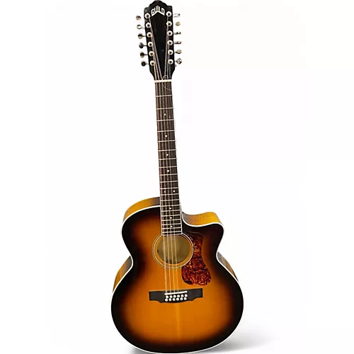 Used Guild F2512CE DELUXE 3 Color Sunburst 12 String Acoustic Electric Guitar 3 Color Sunburst