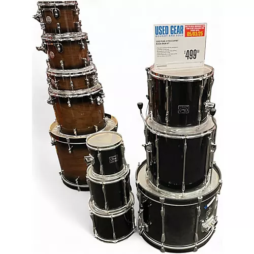 Used Pearl 6 Piece Export Black Drum Kit Black
