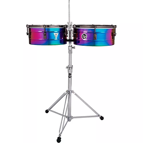 LP Tony Succar Signature Timbales With Black Nickel Hardware 14 in./15 in. Rainbow Chrome