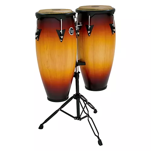 LP City Conga Set with Double Stand Natural Wood 10 in. and 11 in.