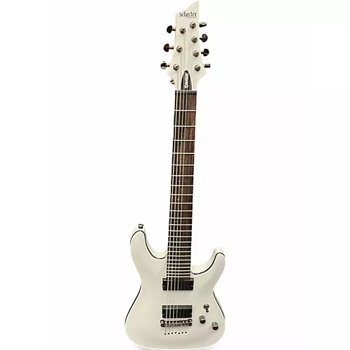 Used Schecter Guitar Research Demon 7 String Vintage White Solid Body Electric Guitar Vintage White