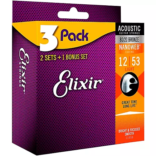Elixir Light Nanoweb Acoustic Guitar Strings
