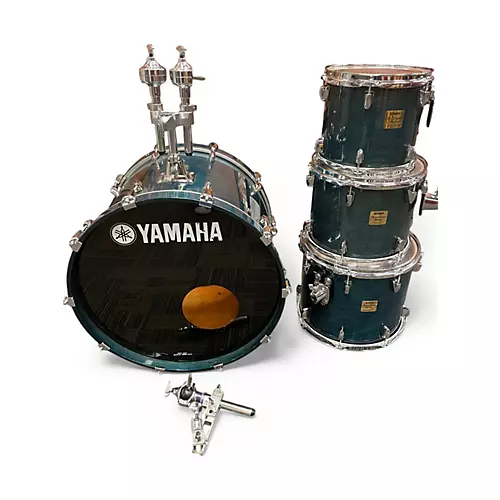 Used 2000s Yamaha 4 Piece BIRCH CUSTOM ABSOLUTE Sea Blue Drum Kit Sea Blue