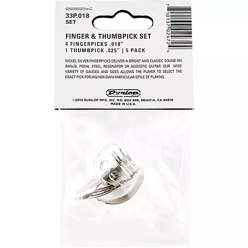 Dunlop 33P .018 Finger/Thumb Pick Silver 5-Pack