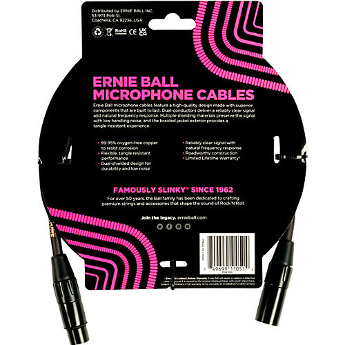 Ernie Ball Braided XLR Microphone Cable 5 ft. Black