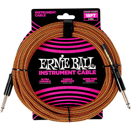 Ernie Ball Braided Straight to Straight Instrument Cable 18 ft. Pumpkin Pie