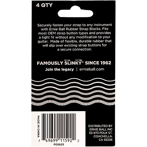 Ernie Ball Rubber Strap Block Gray