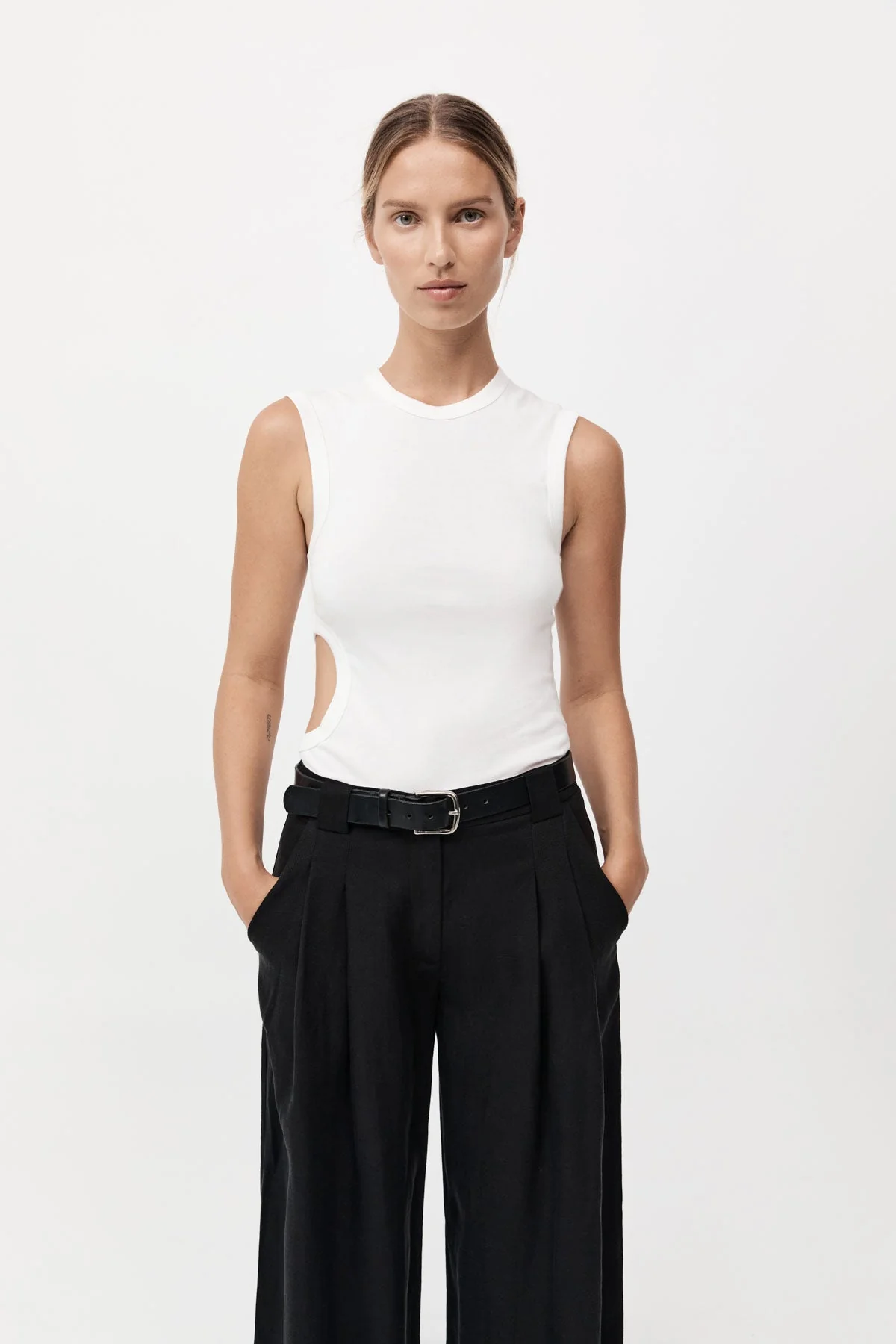 Organic Cotton Cut Out Tank - White