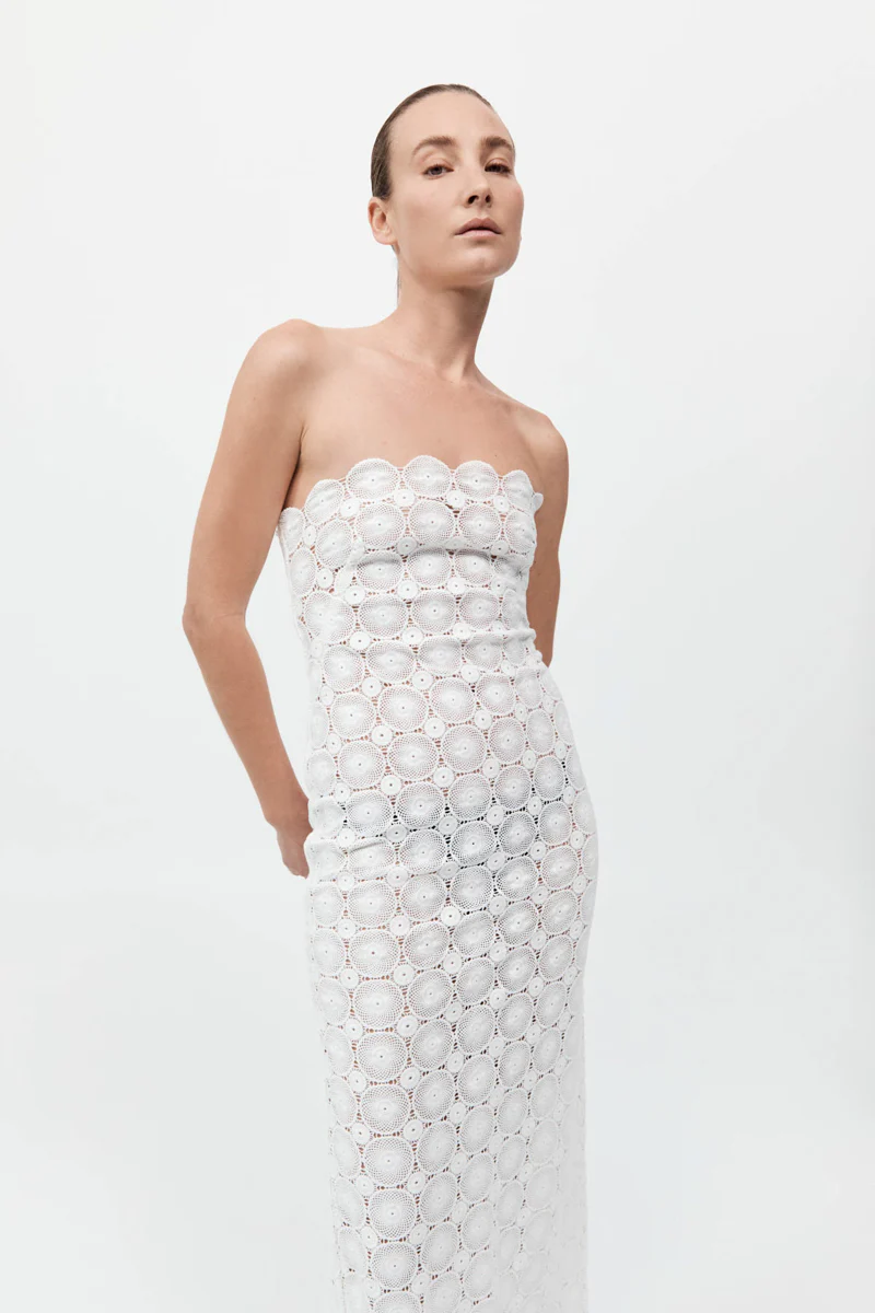 Doily Column Dress - White
