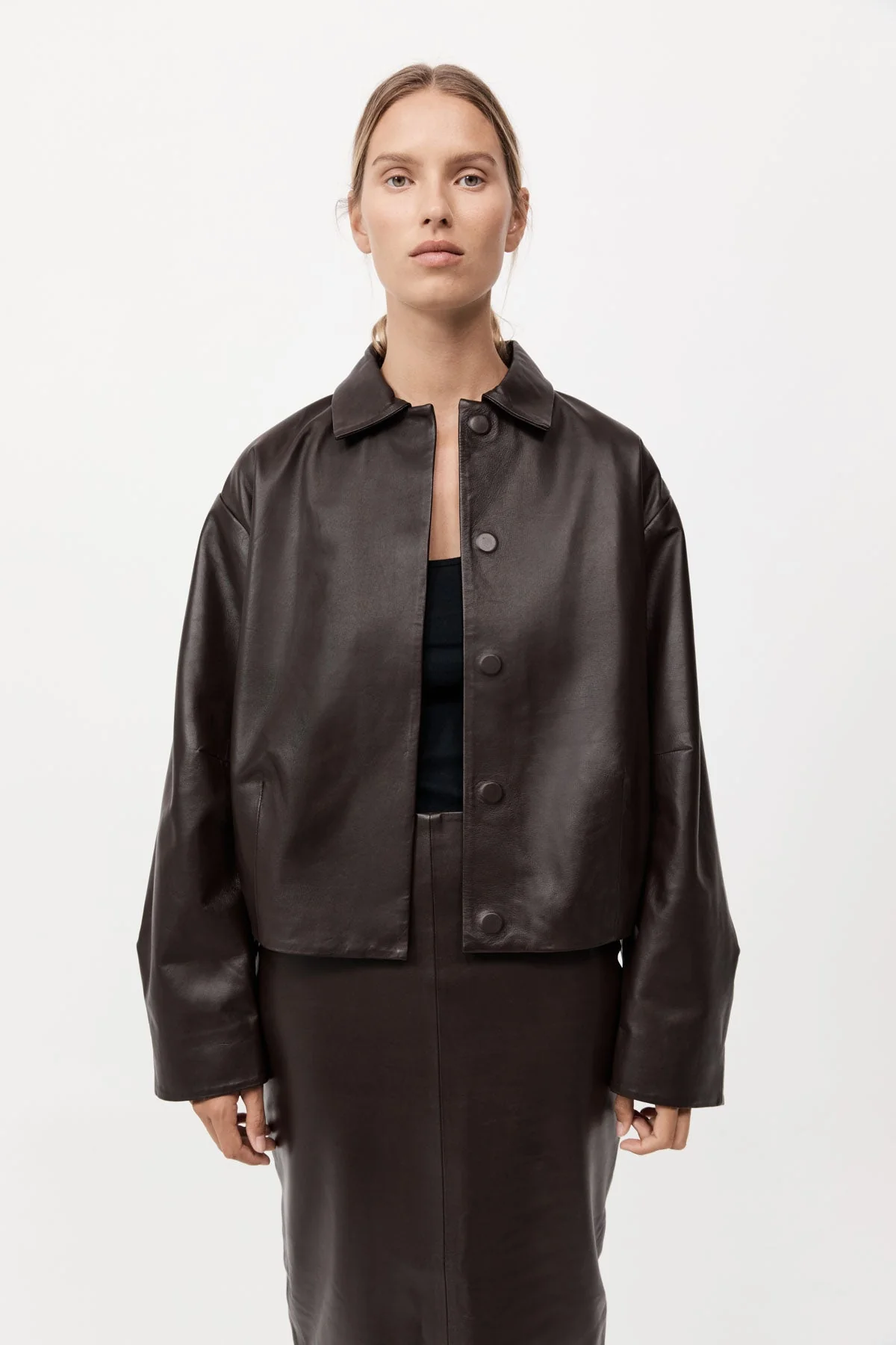 Cocoon Leather Jacket - Chocolate