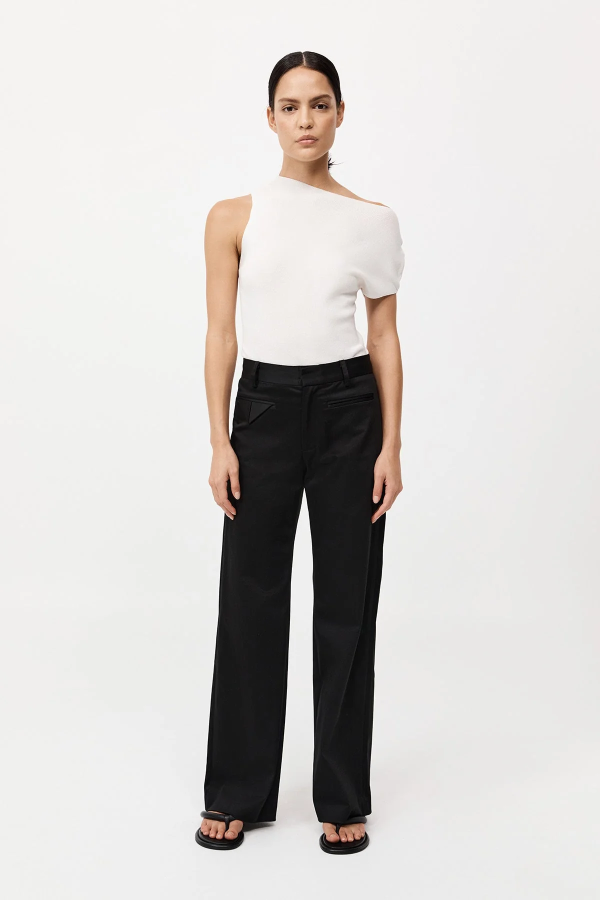 Asymmetric Knit Top - Off White