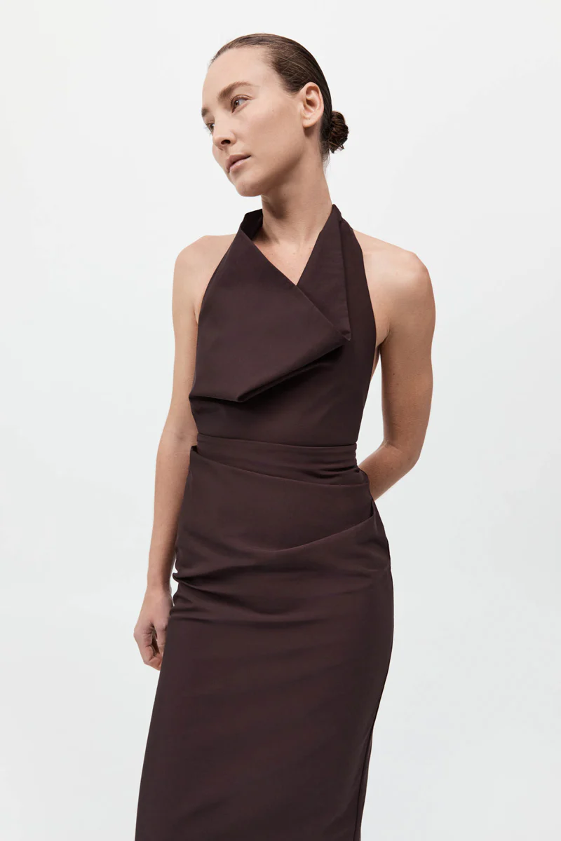 Structural Tie Dress - Port