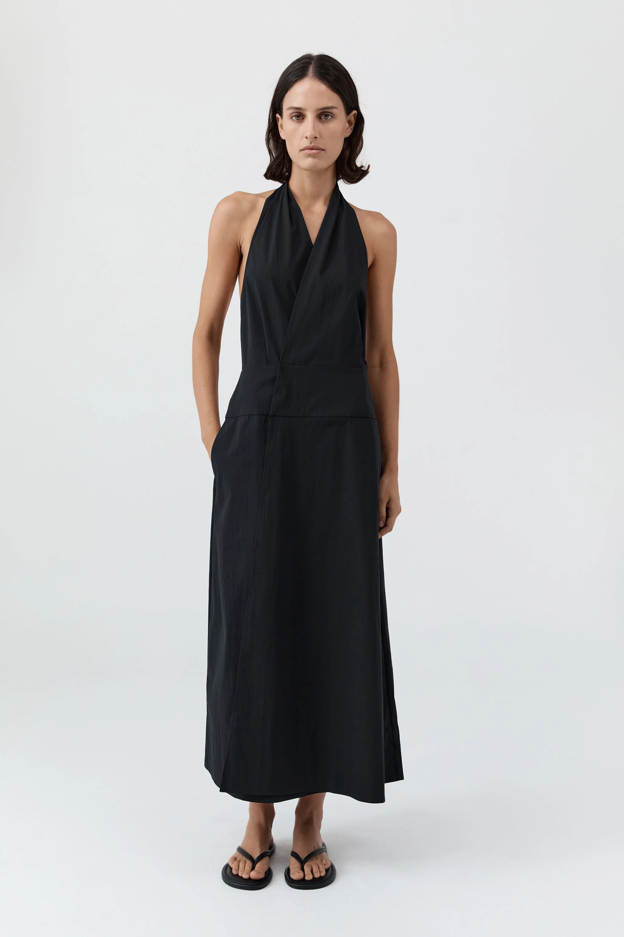 Halter Wrap Dress - Black