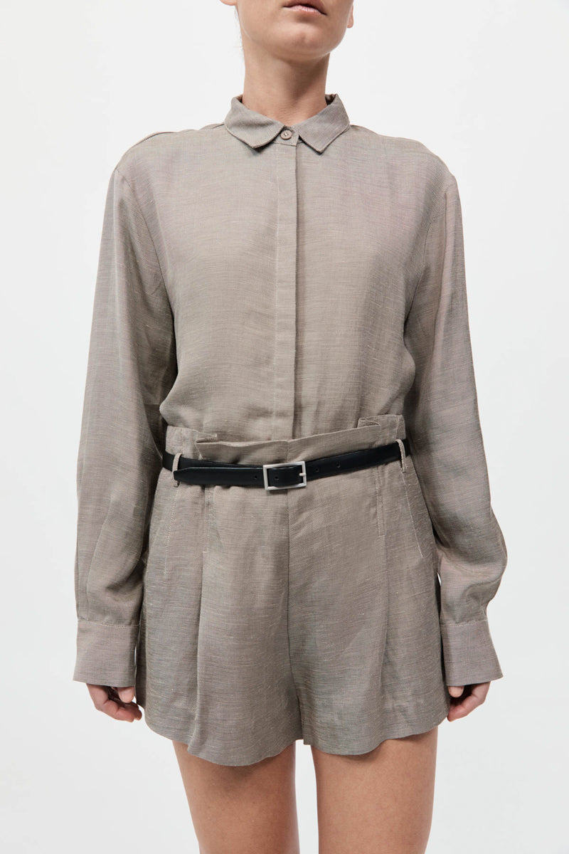 Melange Paperbag Waist Shorts - Rye