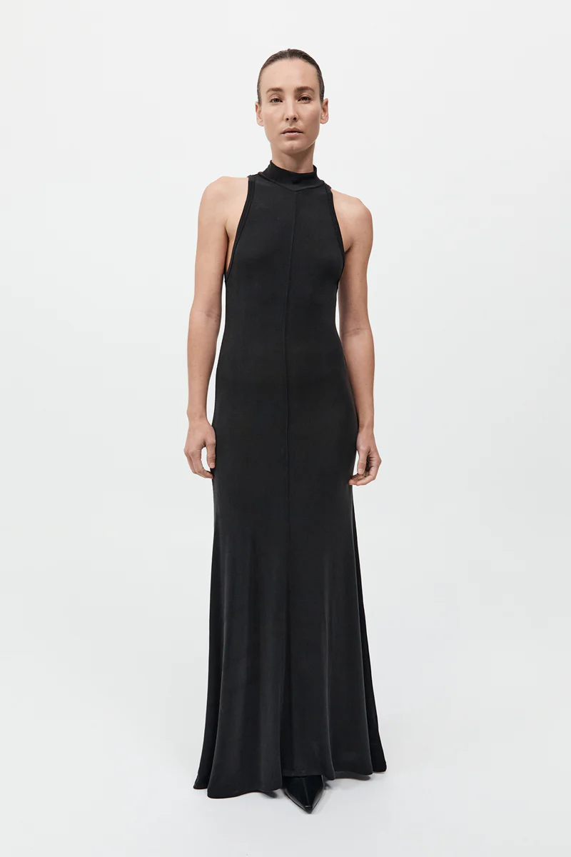 Racer Back Jersey Maxi Dress - Black