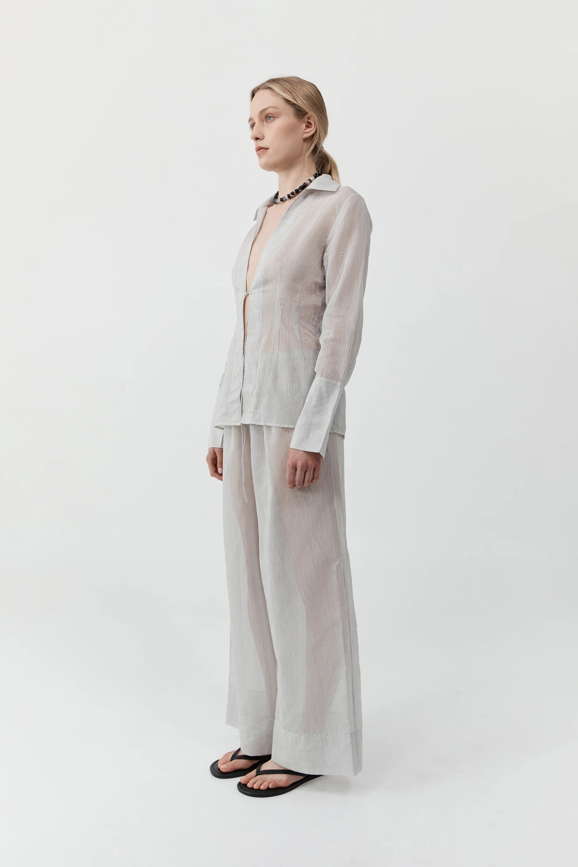 Sheer Stripe Relaxed Pant - Sheer Stripe