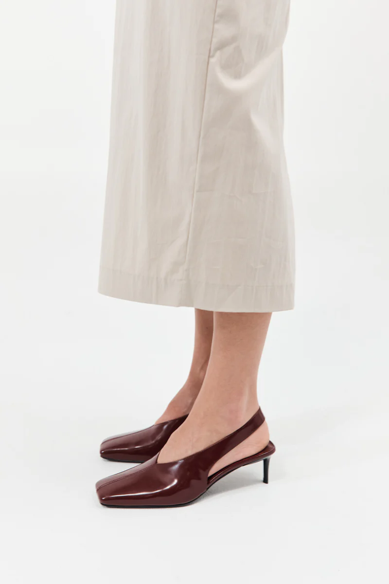 Square Toe Sling Back Heel - Plum